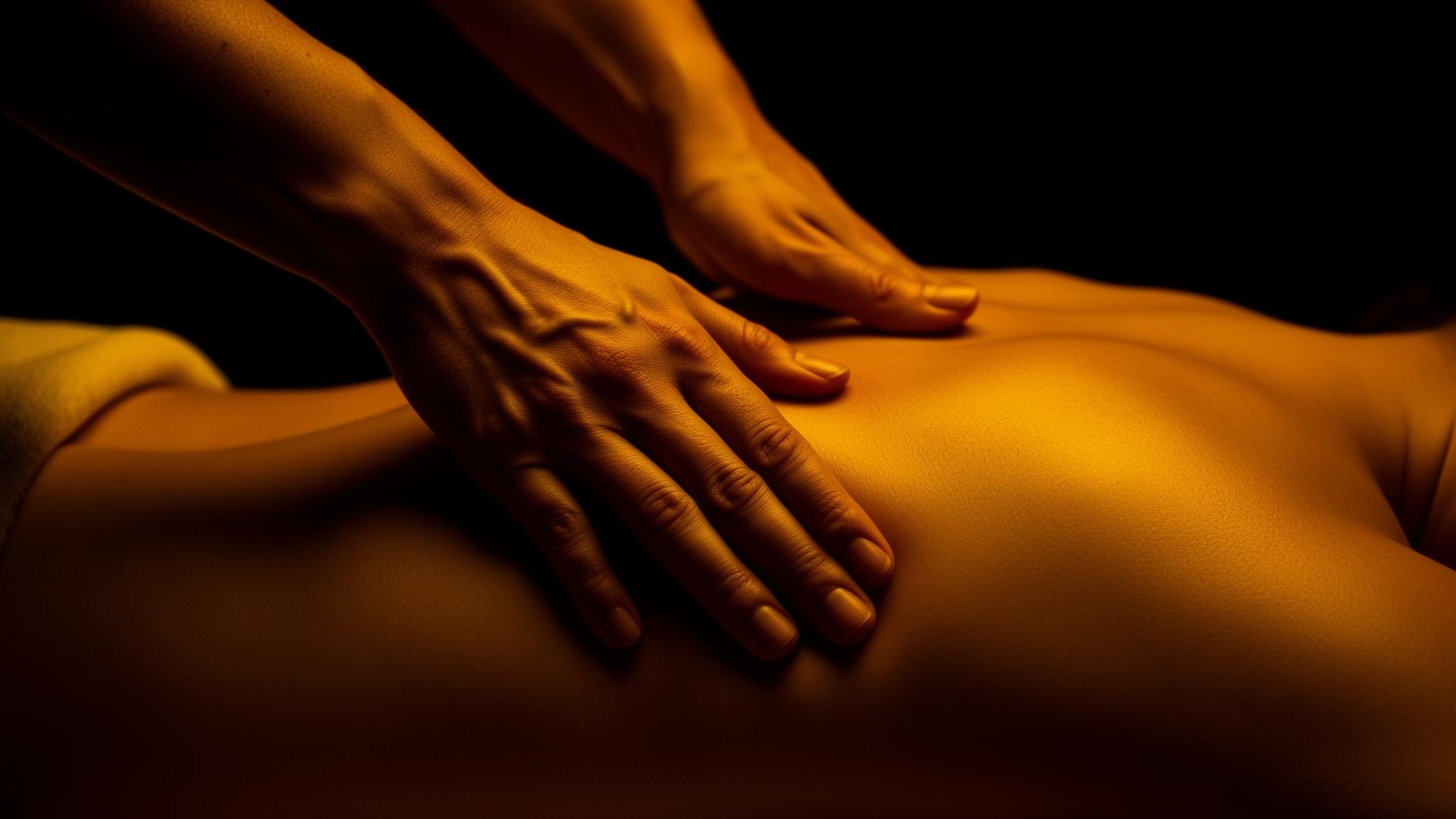Deep tissue massage in warm low light